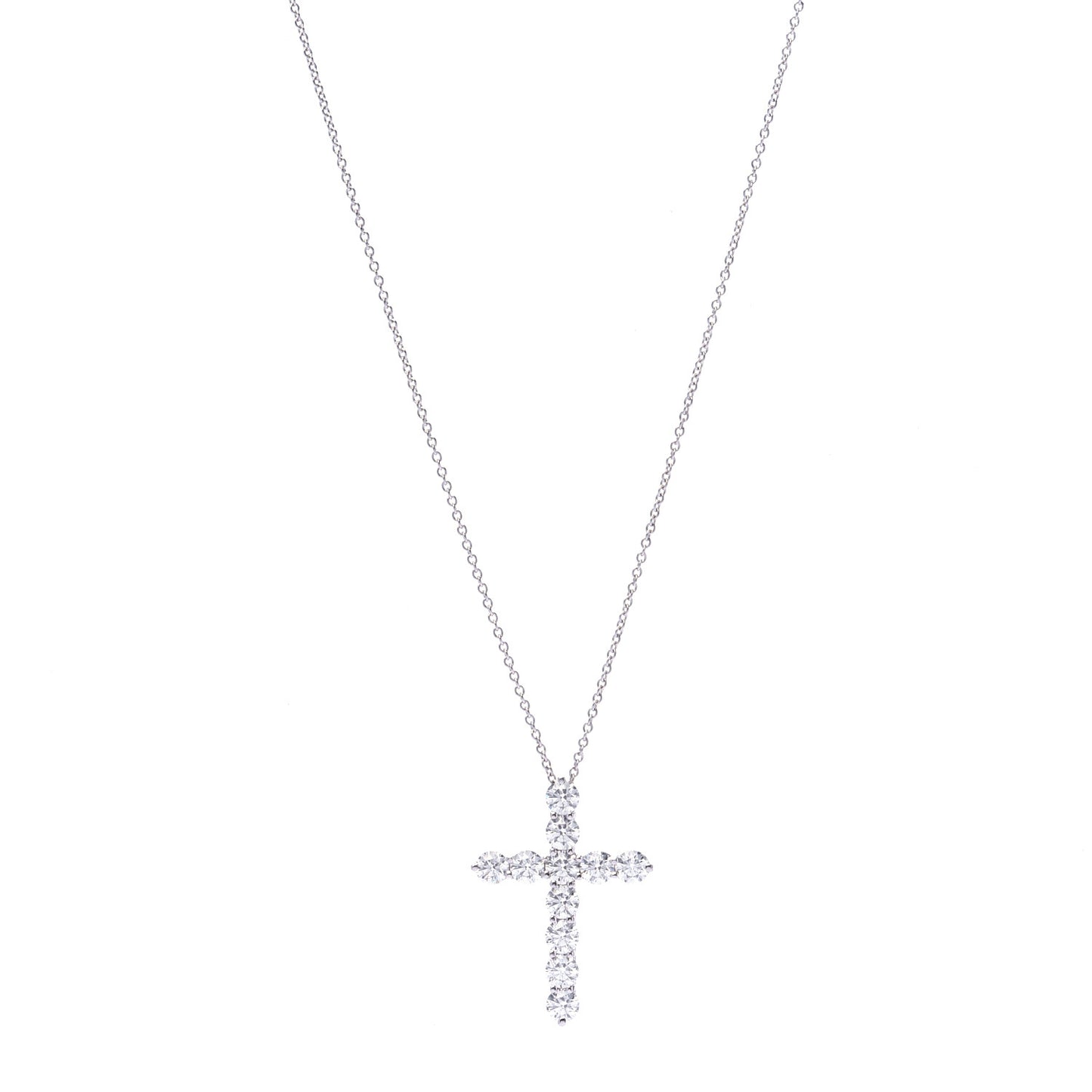 Platinum Diamond Large Cross Pendant Necklace
