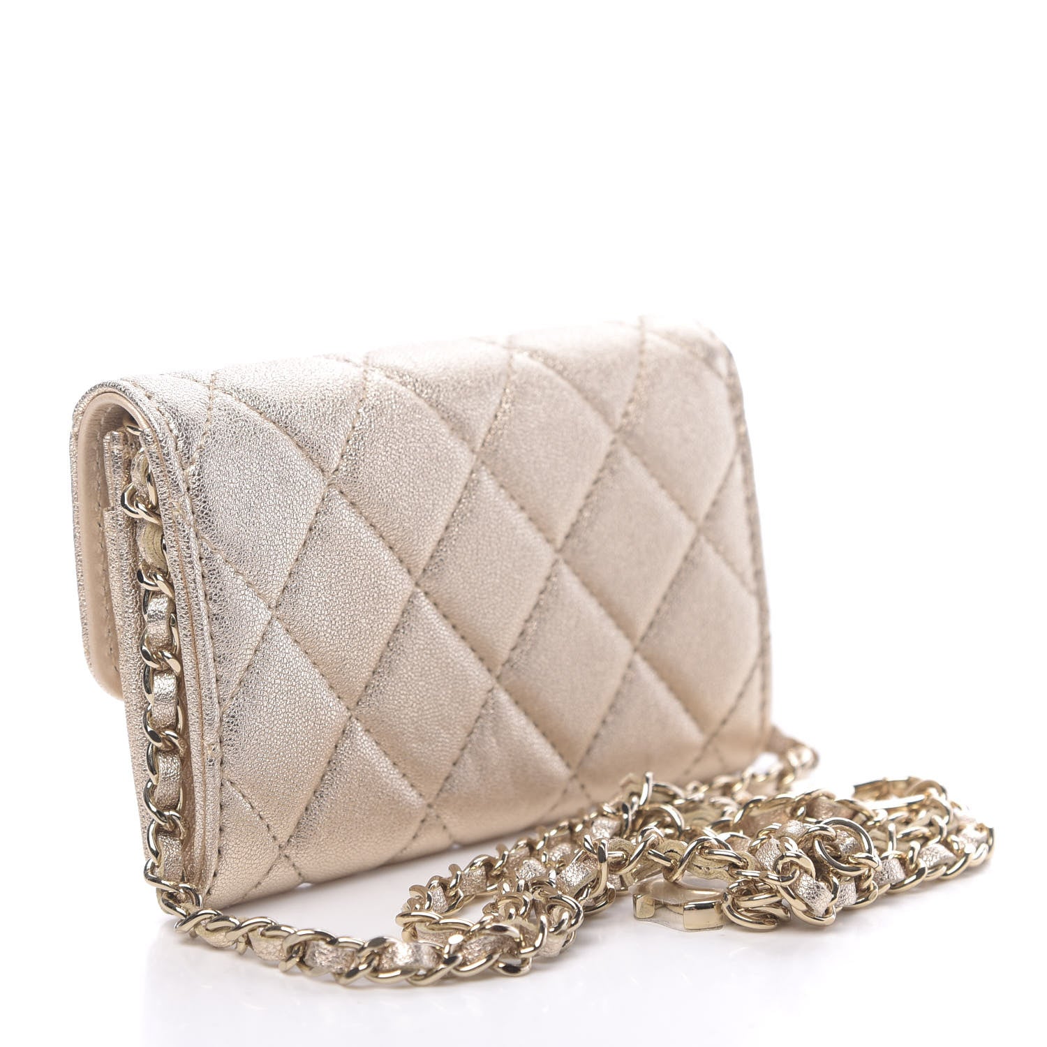 Chanel Metallic Lambskin Quilted Flap Chain Waist Bag Gold 3 of 11