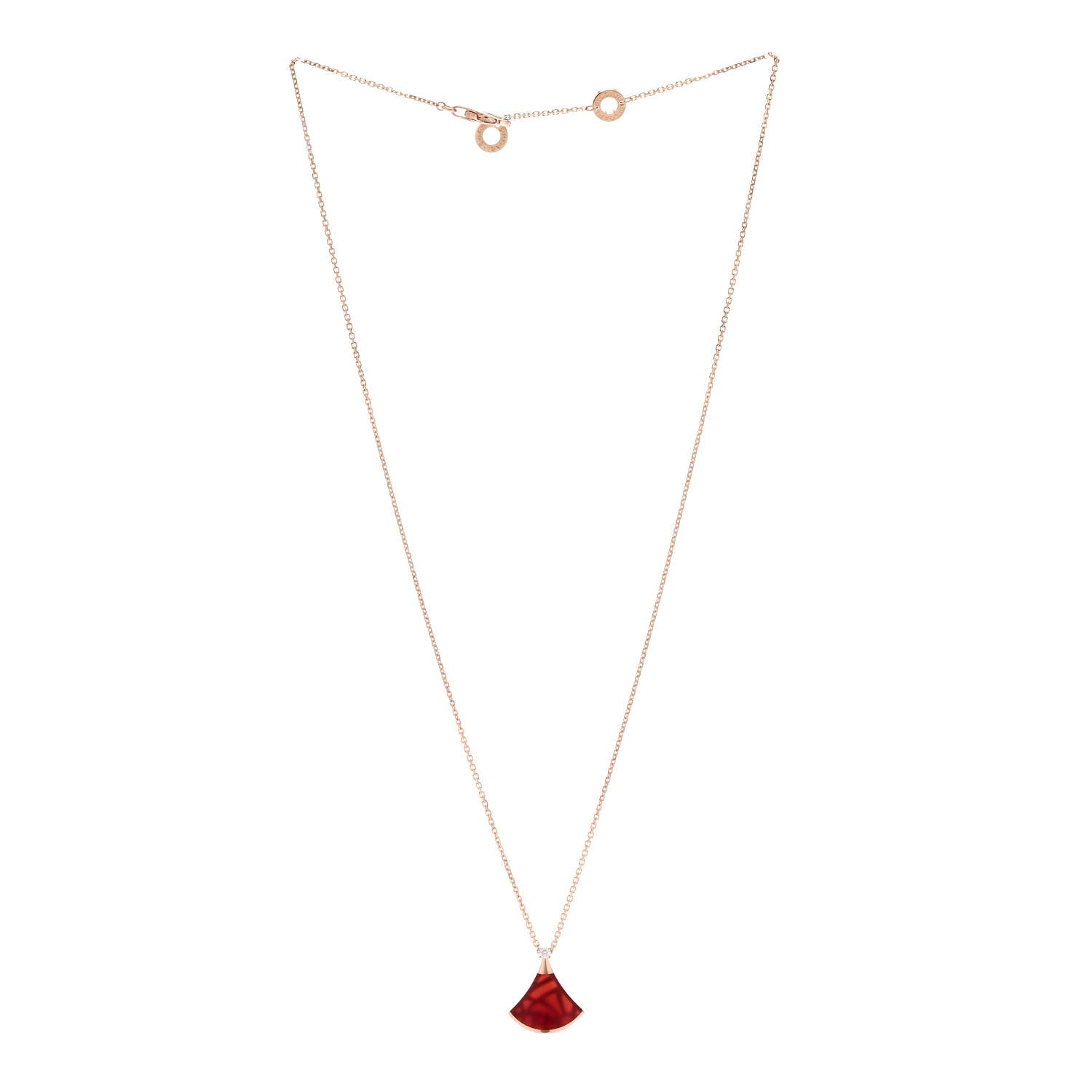 Bulgari 18K Rose Gold Diamond Carnelian Divas' Dream Pendant Necklace 3 of 6