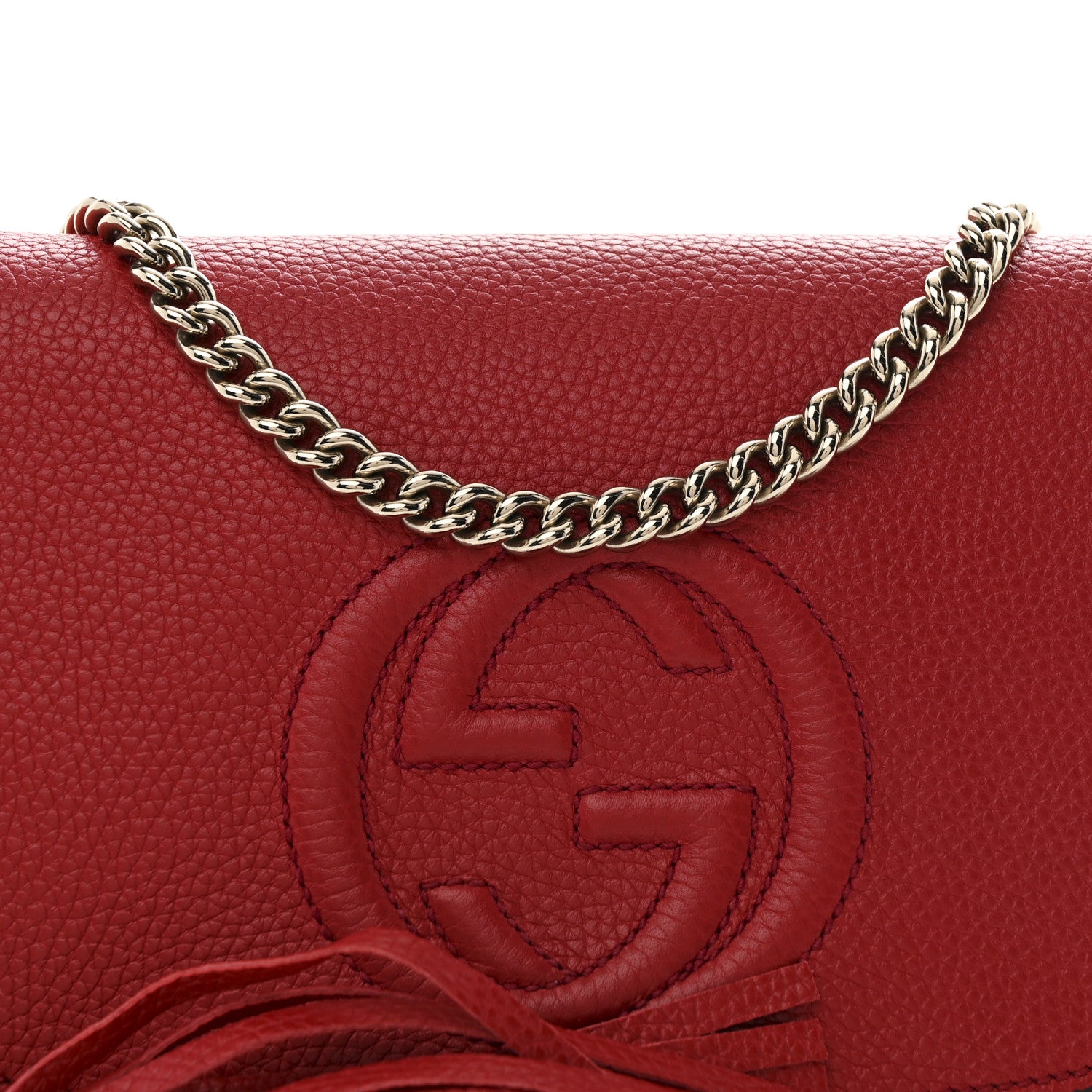 Gucci Pebbled Calfskin Medium Soho Flap Crossbody Vibrant Red 8 of 10