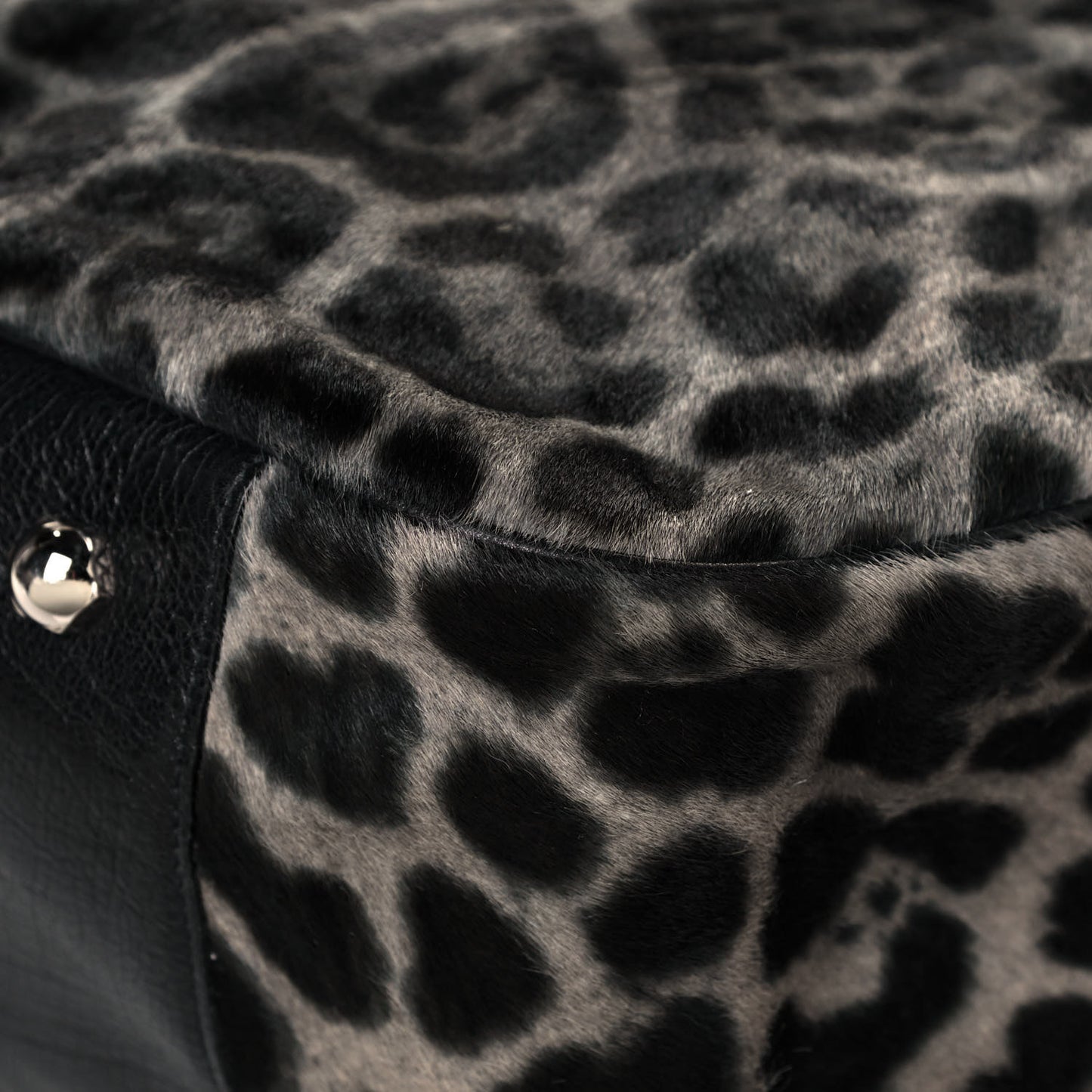 Calf Hair Stingray Leopard Print Large Roady Hobo Black