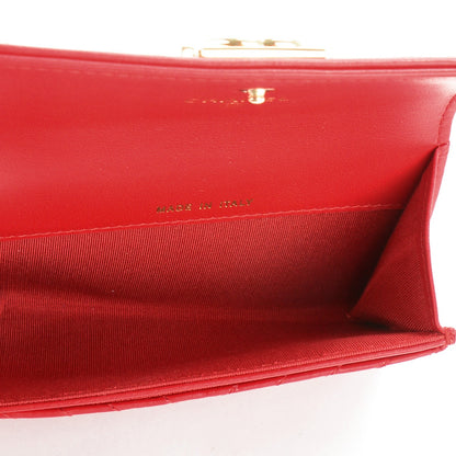 Chanel Calfskin Chevron Quilted Boy Card Holder Wallet Red 5 of 8