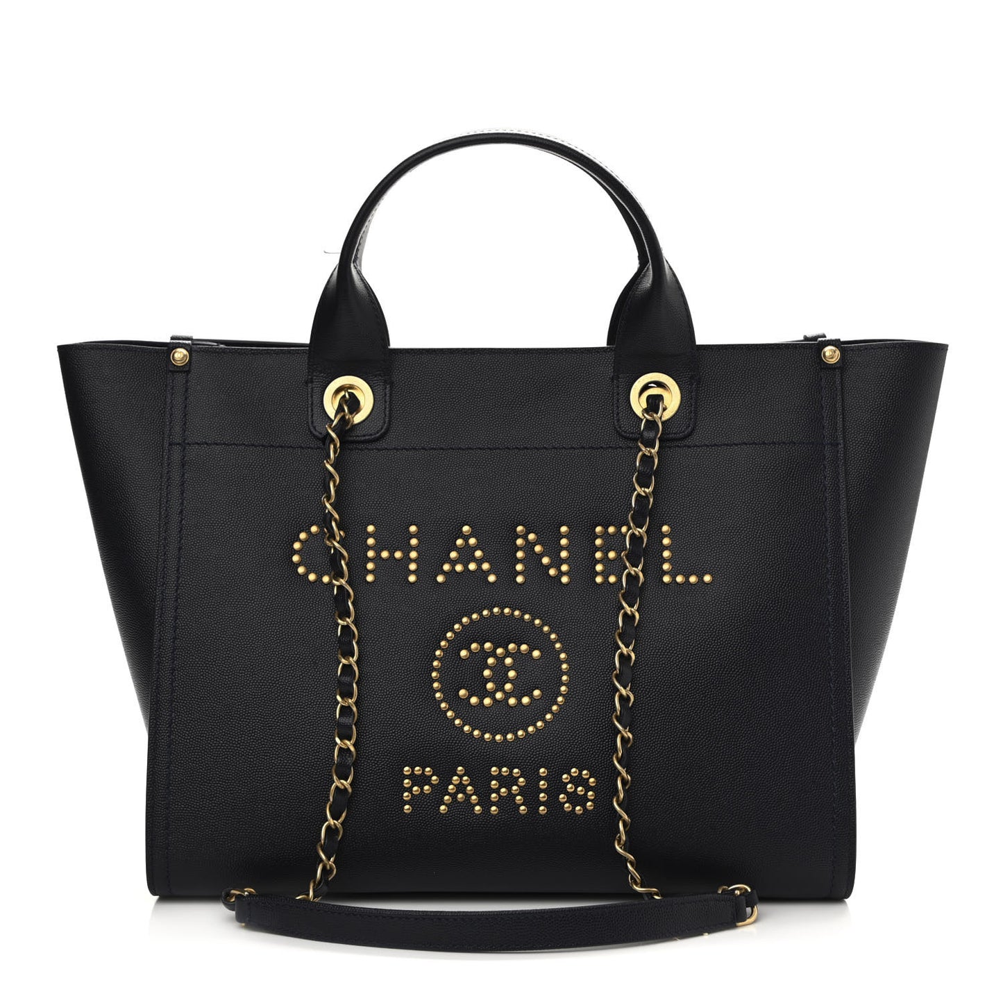 Caviar Small Studded Deauville Tote Navy