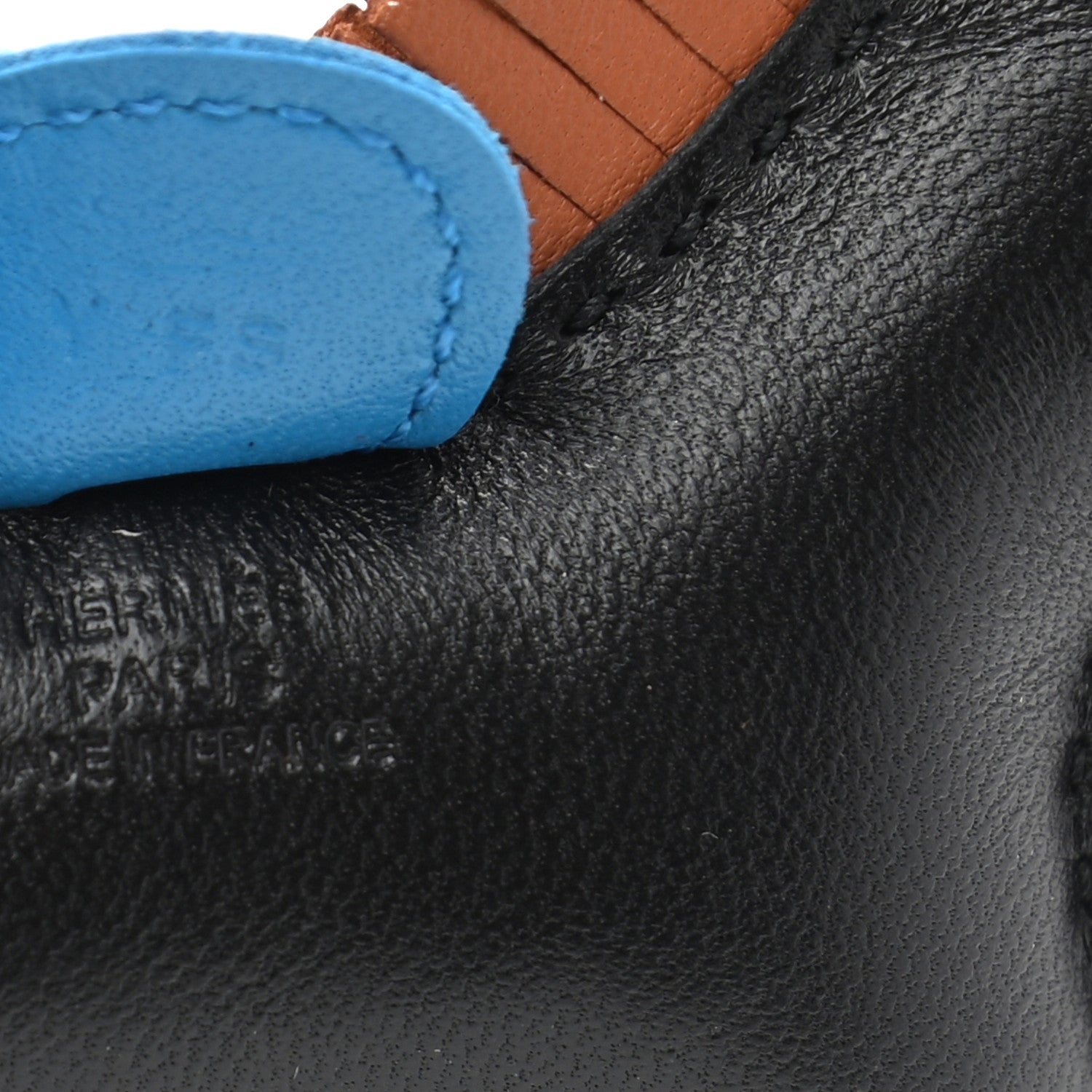 Hermes Milo Lambskin Grigri Rodeo Horse Bag Charm PM Black Gold Bleu Zanzibar 4 of 4