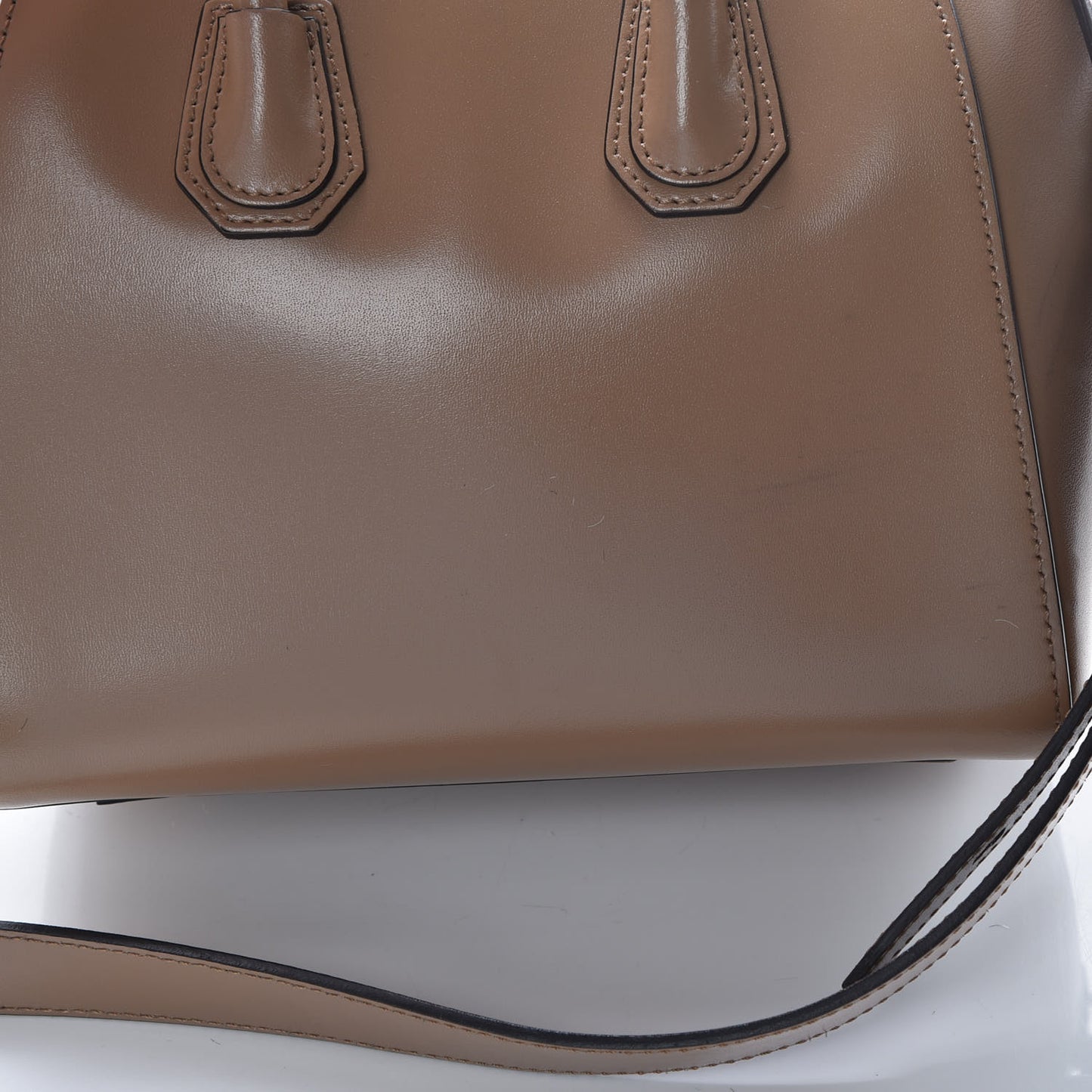 Shiny Lord Calfskin Mini Antigona Dark Beige