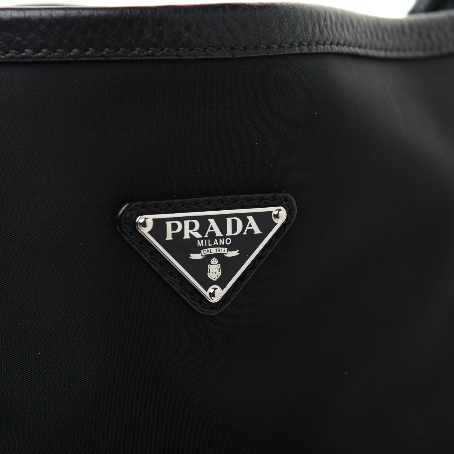 Prada Tessuto Nylon Calfskin Hobo Black 17 of 25