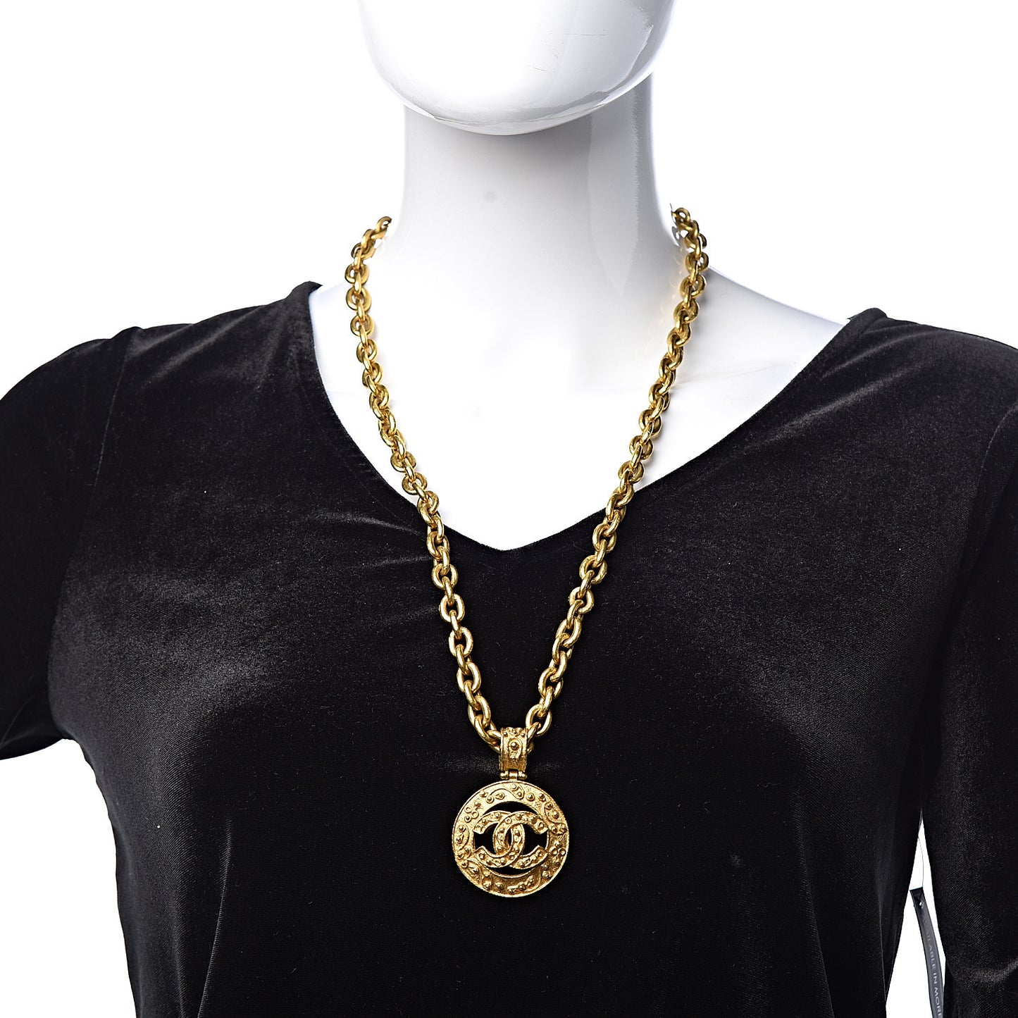 CC Pendant Chain Necklace Gold