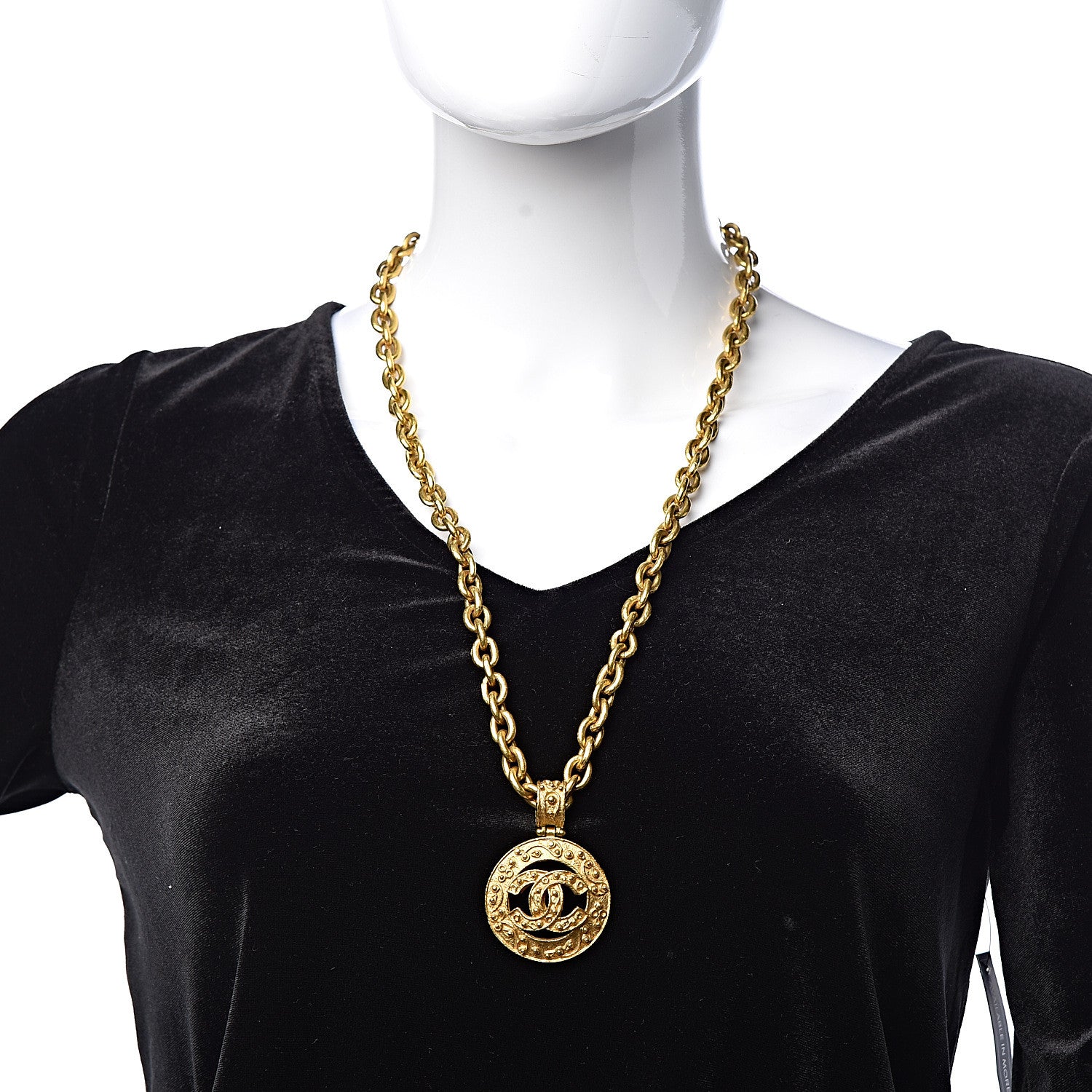 Chanel CC Pendant Chain Necklace Gold 2 of 5