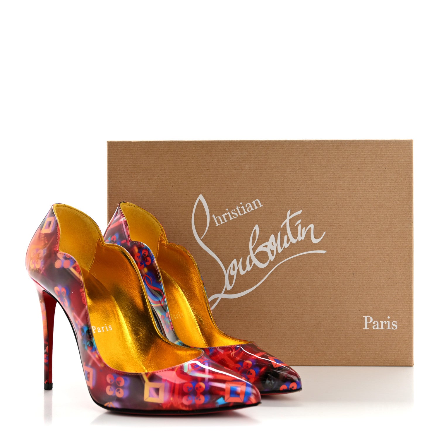 Christian Louboutin Patent Discolaser Hot Chick 100 Pumps 35.5 Multicolor Lin Yellow 9 of 9