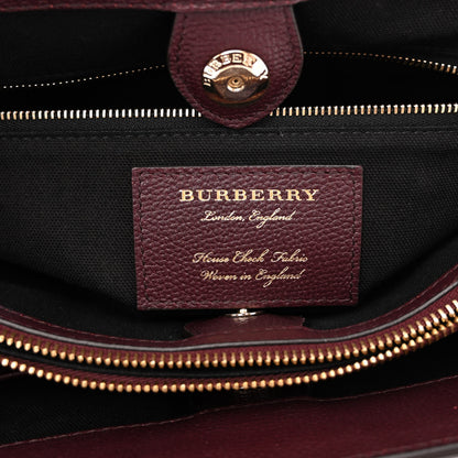 Burberry Grainy Calfskin House Check Medium Banner Tote Mahogany Red 6 of 9