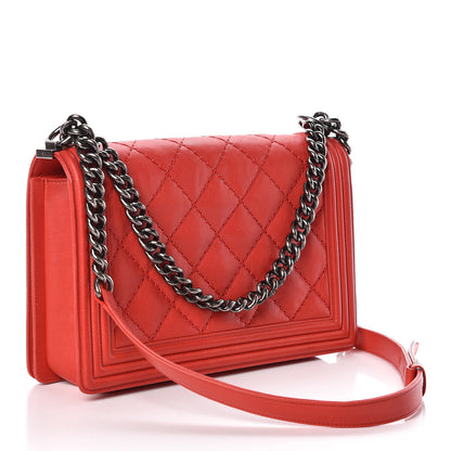Chanel Calfskin Double Stitch New Medium Boy Flap Red 3 of 9