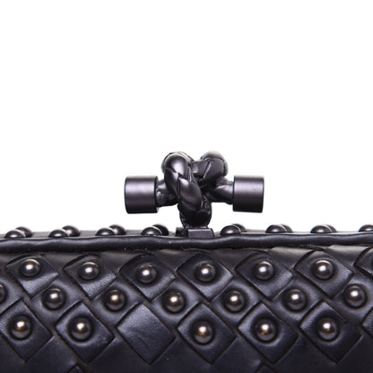 Bottega Veneta Waxy Nappa Intrecciato Knot Studded Clutch Black 11 of 13