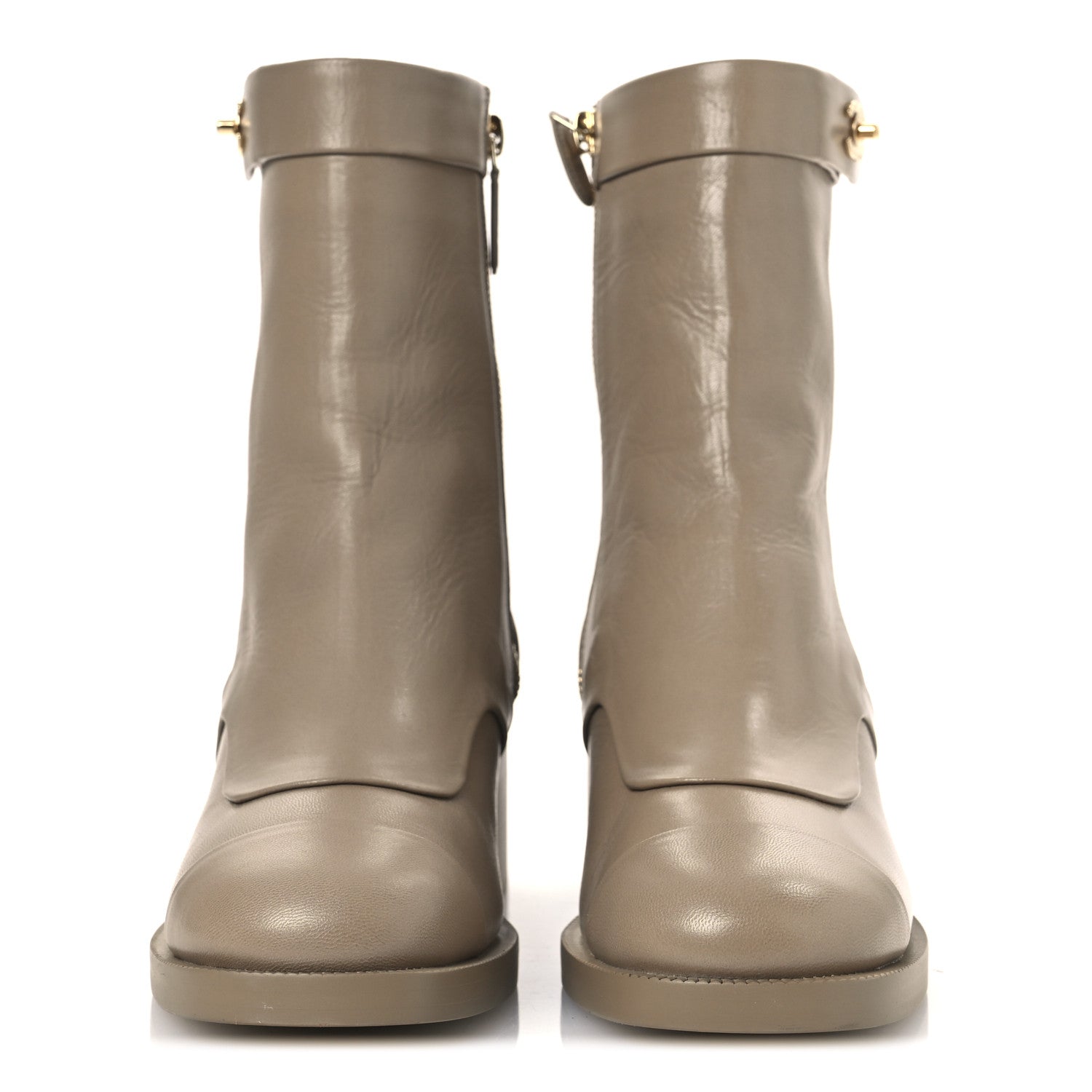 Chanel Shiny Goatskin Cap Toe Short Boots 37.5 Beige 3 of 11