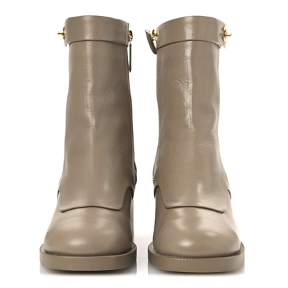 Chanel Shiny Goatskin Cap Toe Short Boots 37.5 Beige 3 of 11