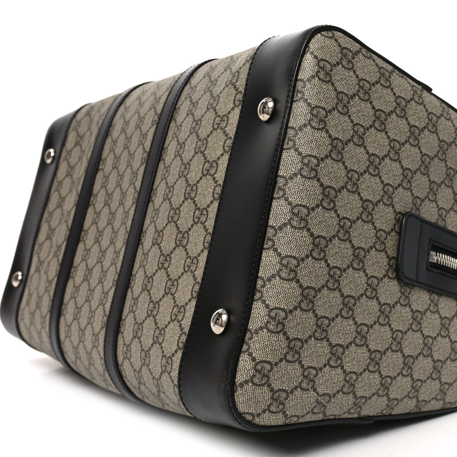 Gucci GG Supreme Monogram Selleria Calfskin Medium Duffle Beige Ebony Black 9 of 10