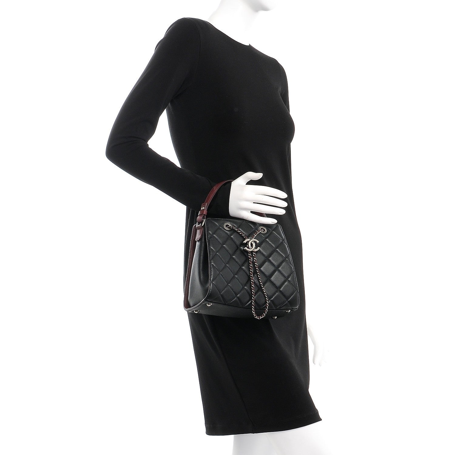 Chanel Caviar Quilted Small CC Bucket Bag Black 4 of 10