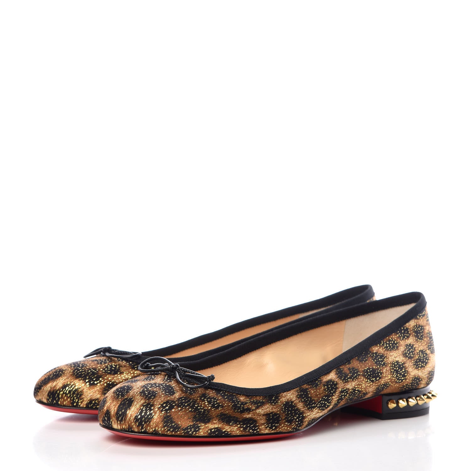 Christian Louboutin Lurex Leopard La Massine Flats 39.5 Black Gold 3 of 8