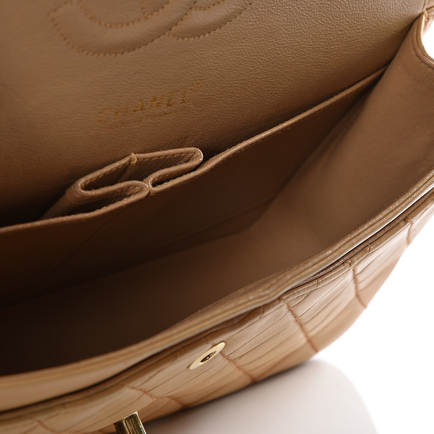 Chanel Lambskin Quilted Medium Double Flap Beige 4 of 14