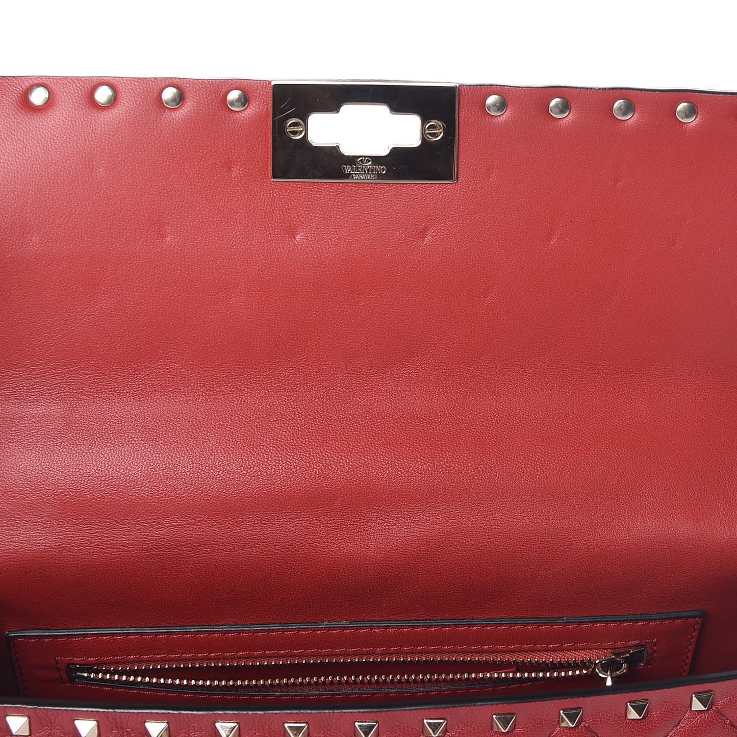 Nappa Medium Rockstud Spike Shoulder Bag Rosso Valentino