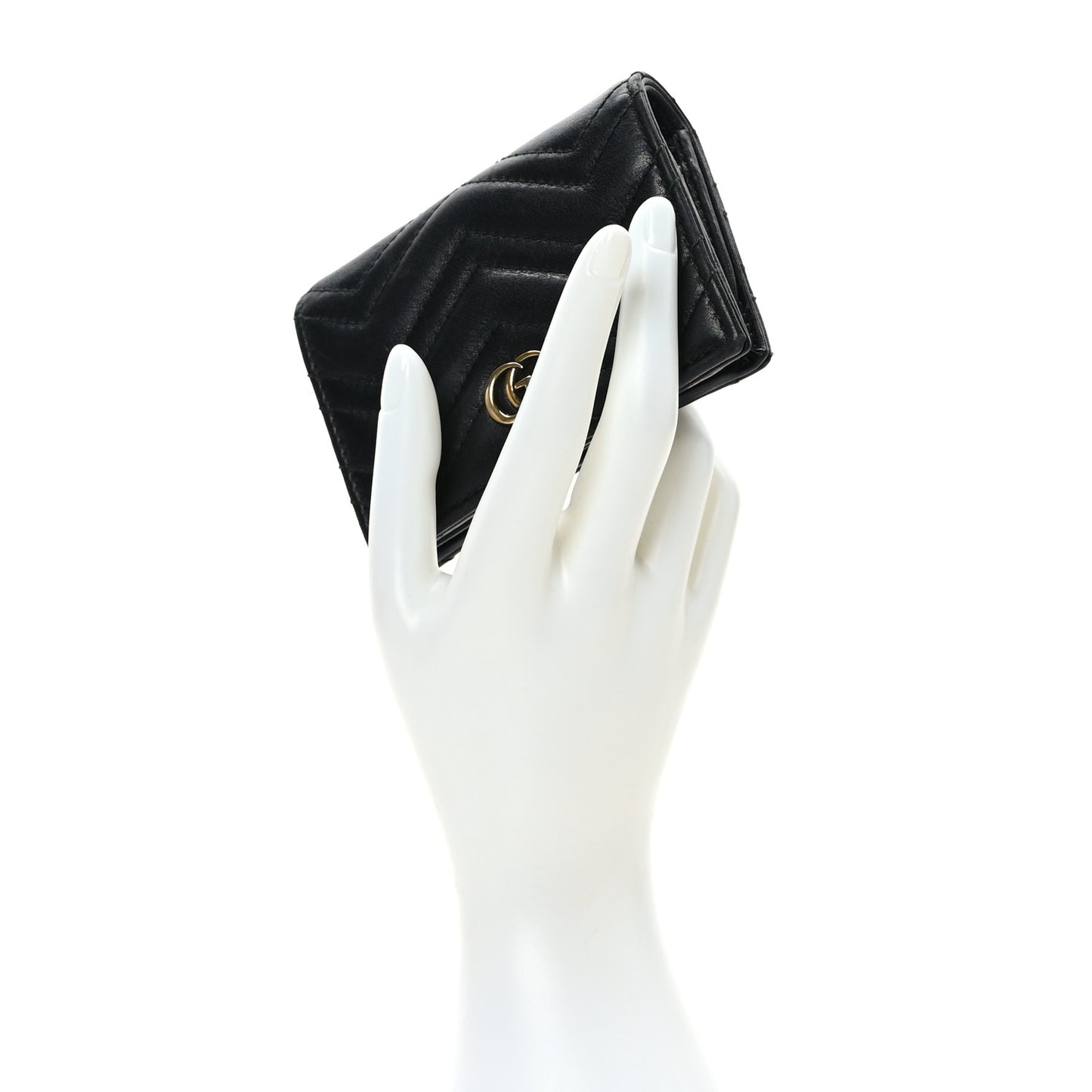 Calfskin Matelasse GG Marmont Card Case Wallet Black