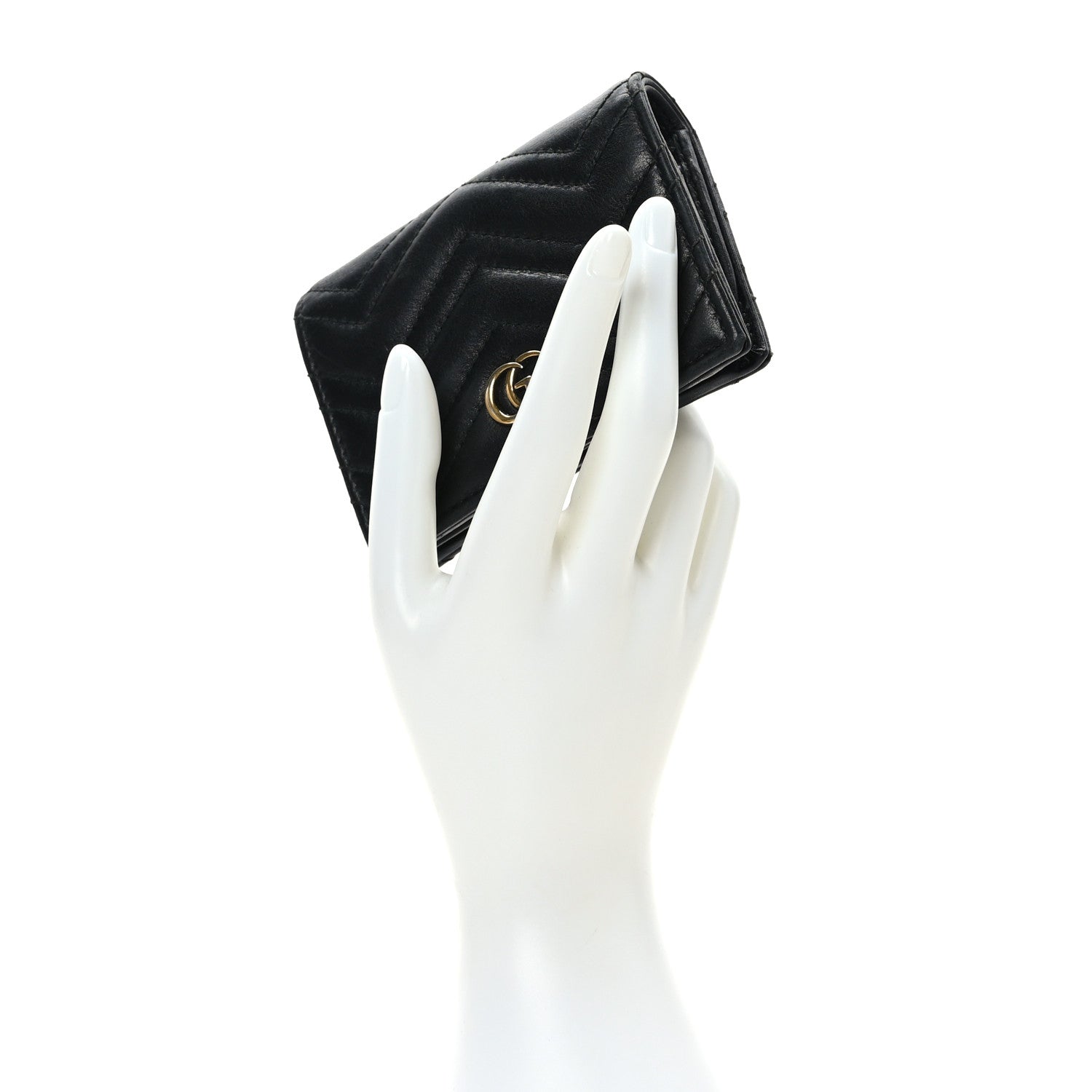 Gucci Calfskin Matelasse GG Marmont Card Case Wallet Black 2 of 7
