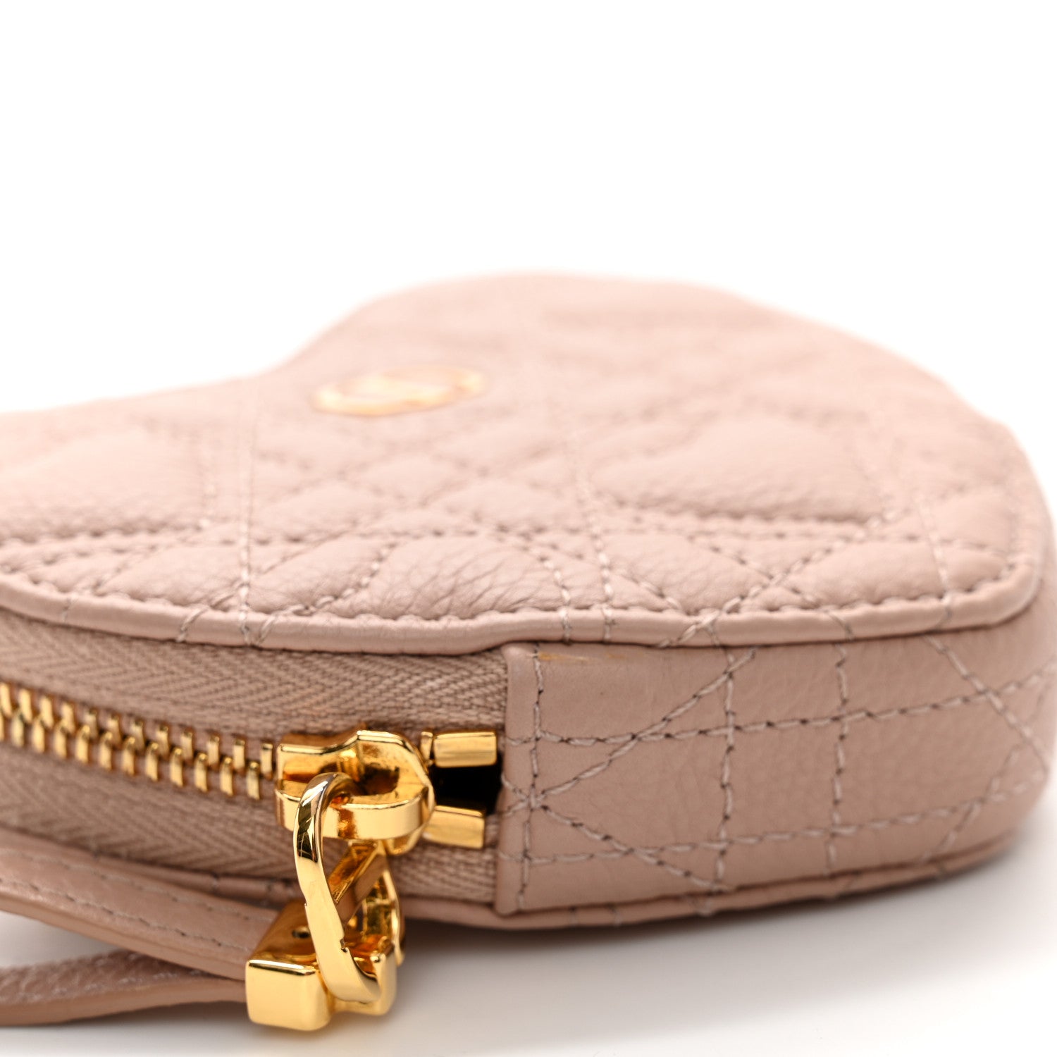 Christian Dior Calfskin Cannage Dioramour Caro Heart Pouch With Chain Rose Des Vents 9 of 12