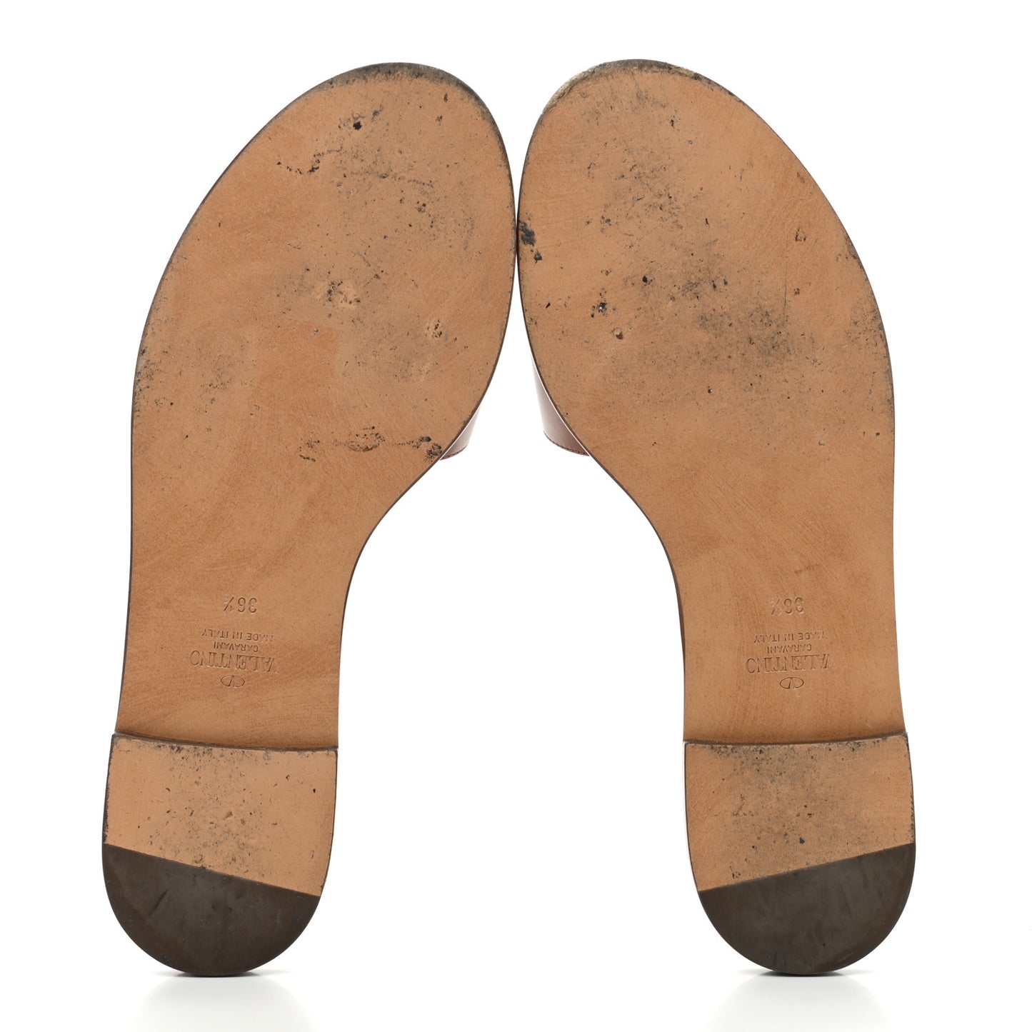 Calfskin Vlogo Flat Slide Sandals 36.5 Saddle Brown