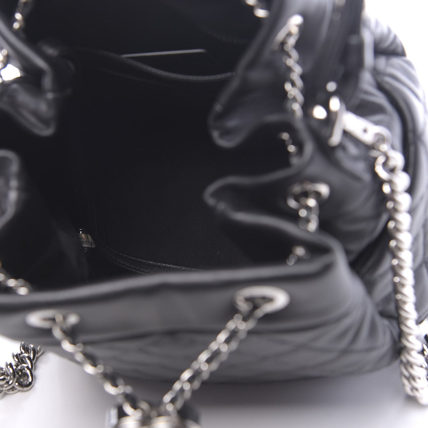 Lambskin Quilted Mini CC Chain Bucket Bag Black