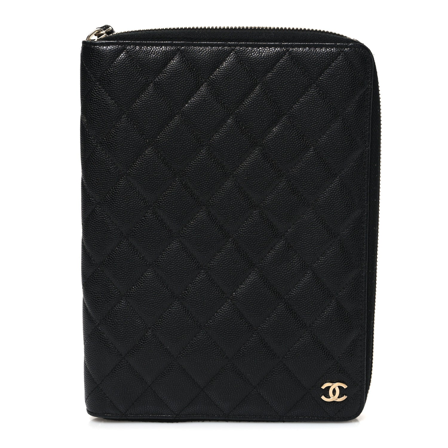 Chanel Caviar Quilted Zip Around Notebook Agenda Cover Black 1 of 8