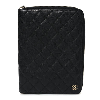 Chanel Caviar Quilted Zip Around Notebook Agenda Cover Black 1 of 8