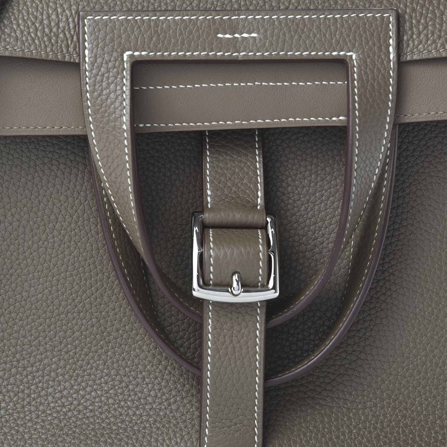 Hermes Taurillon Clemence Halzan 31 GM Etoupe 10 of 11