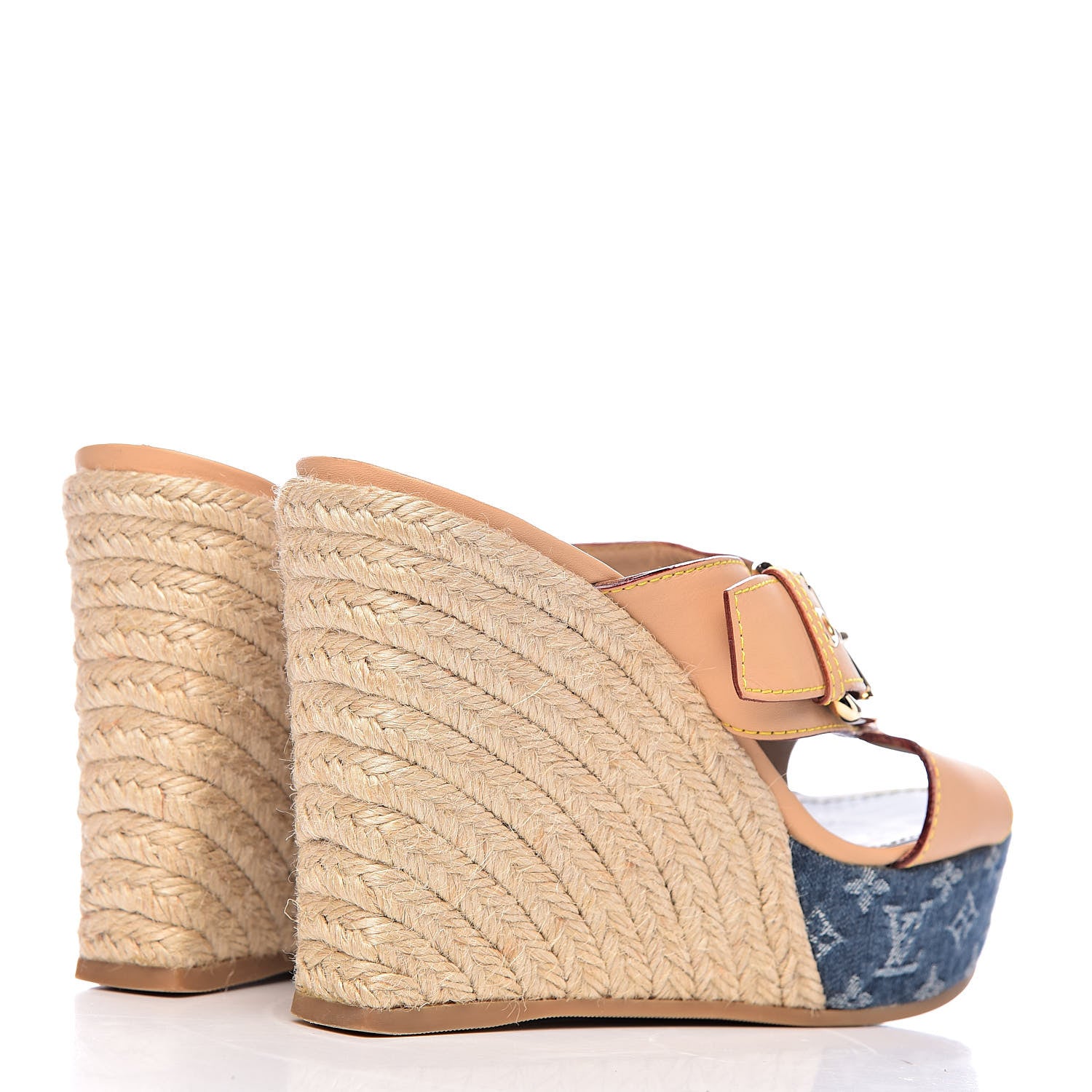 Louis Vuitton Vachetta Denim Juan Les Pins Espadrille Wedge Heels 38 Blue 4 of 12