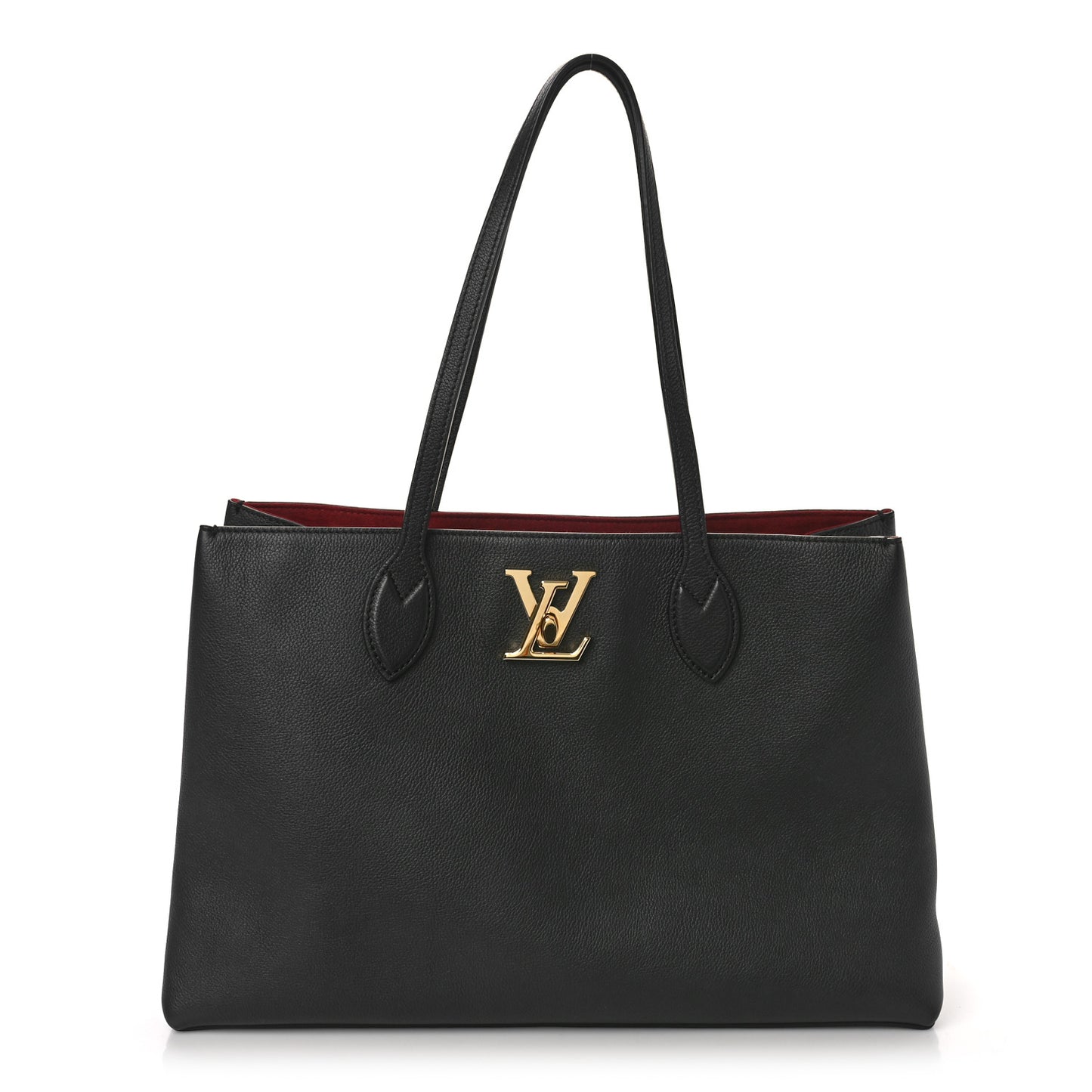 Grained Calfskin Lockme Shopper Black