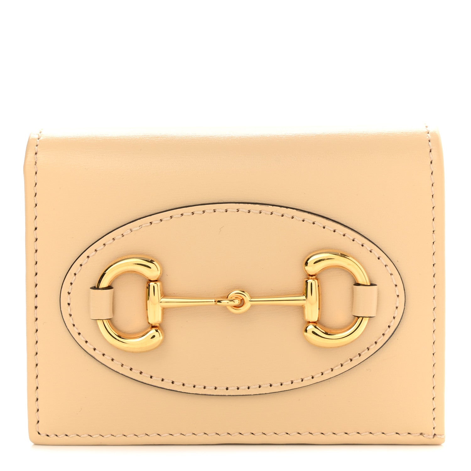 Gucci Boarded Plutone Calfskin Horsebit 1955 Card Case Wallet Bubble Tea 1 of 10