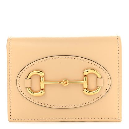 Gucci Boarded Plutone Calfskin Horsebit 1955 Card Case Wallet Bubble Tea 1 of 10