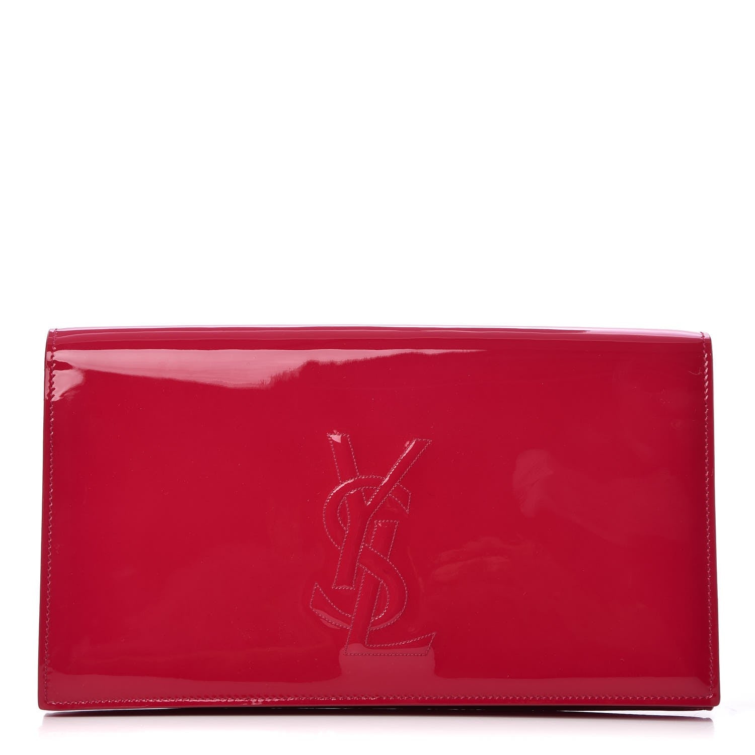 Saint Laurent Patent Monogram Large Belle De Jour Clutch Fuchsia 1 of 6
