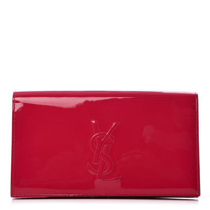 Saint Laurent Patent Monogram Large Belle De Jour Clutch Fuchsia 1 of 6