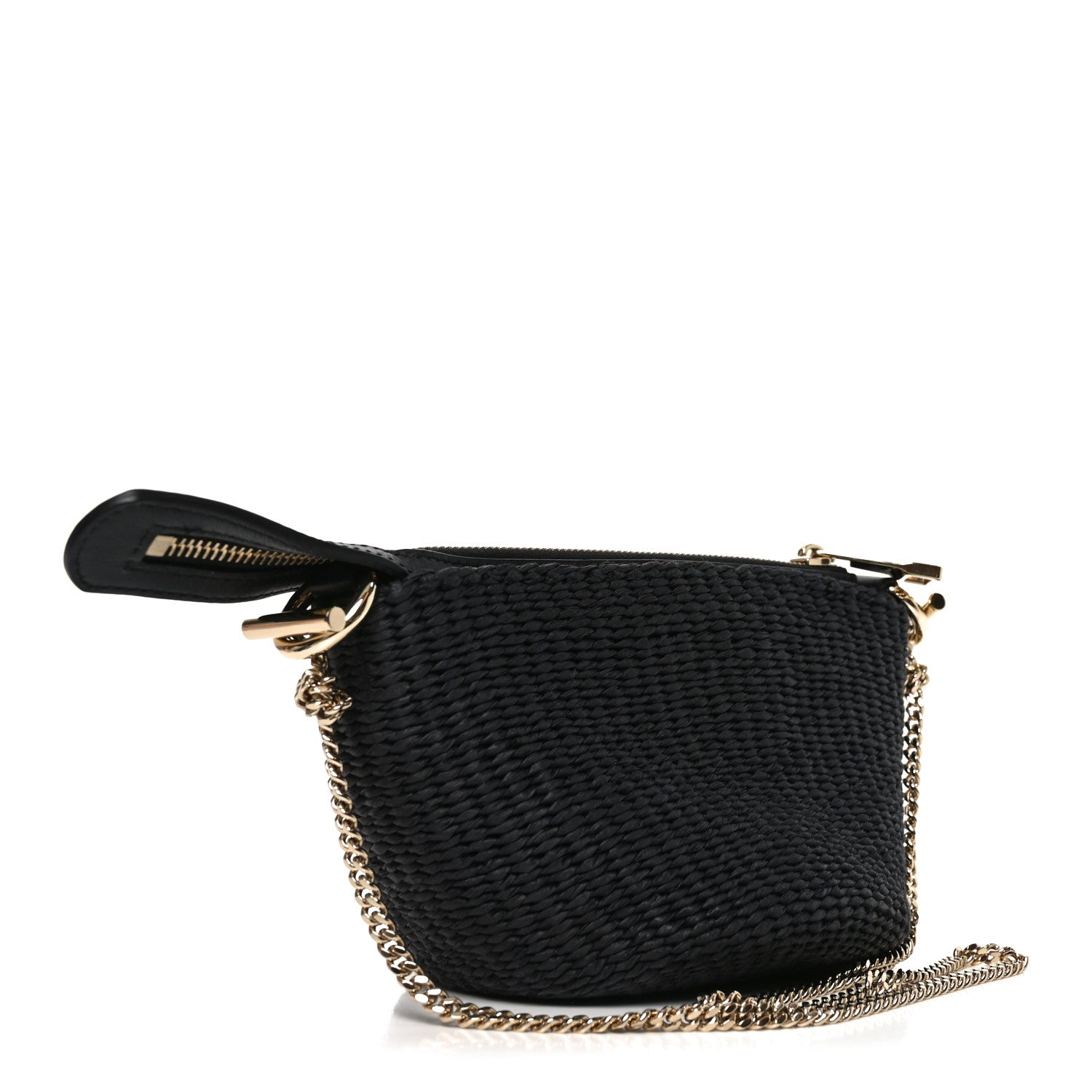 Chloe X MIFUKO Raffia Calfskin Mini Chain Basket Black 2 of 9