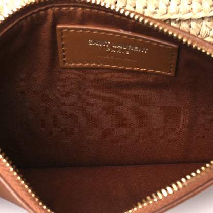 Saint Laurent Raffia Calfskin Le 5 A 7 Small Hobo Natural Brick 9 of 13