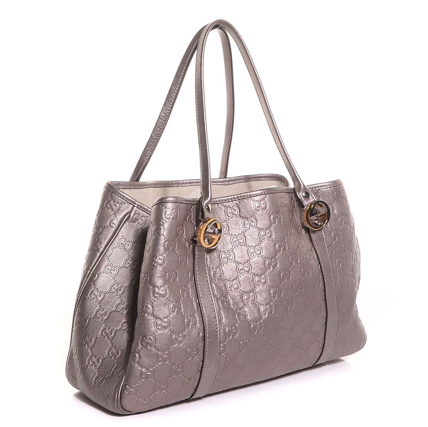 Metallic Guccissima Medium GG Twins Tote Mauve