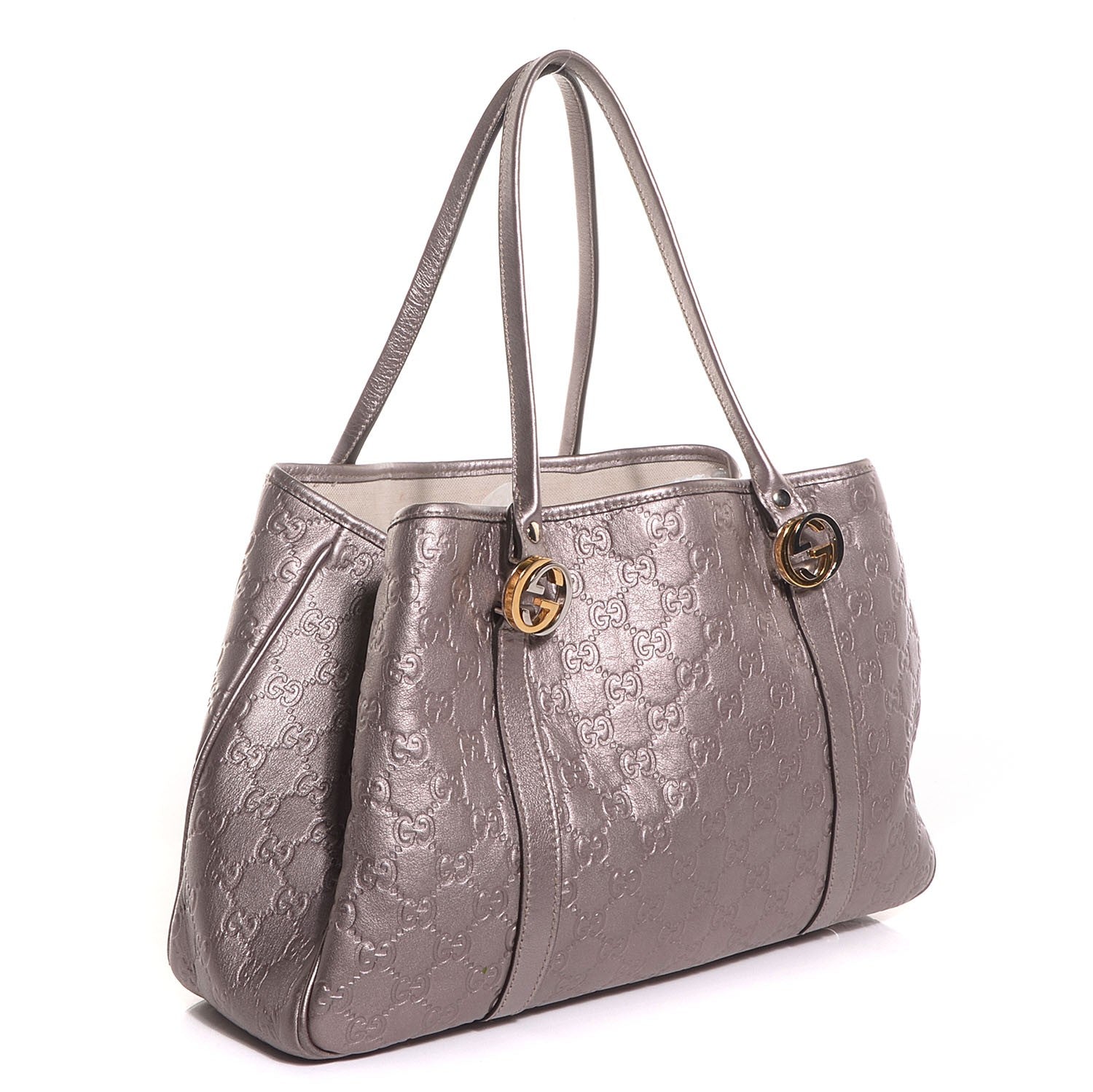 Gucci Metallic Guccissima Medium GG Twins Tote Mauve 3 of 7