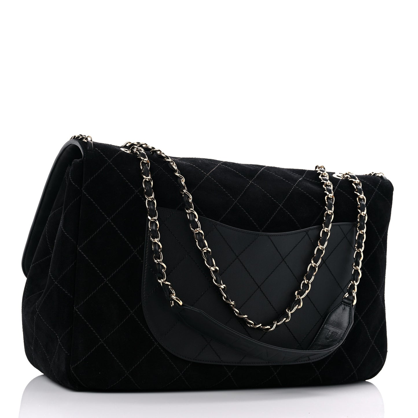 x Pharrell Williams Suede Lambskin XXL Flap Bag Black