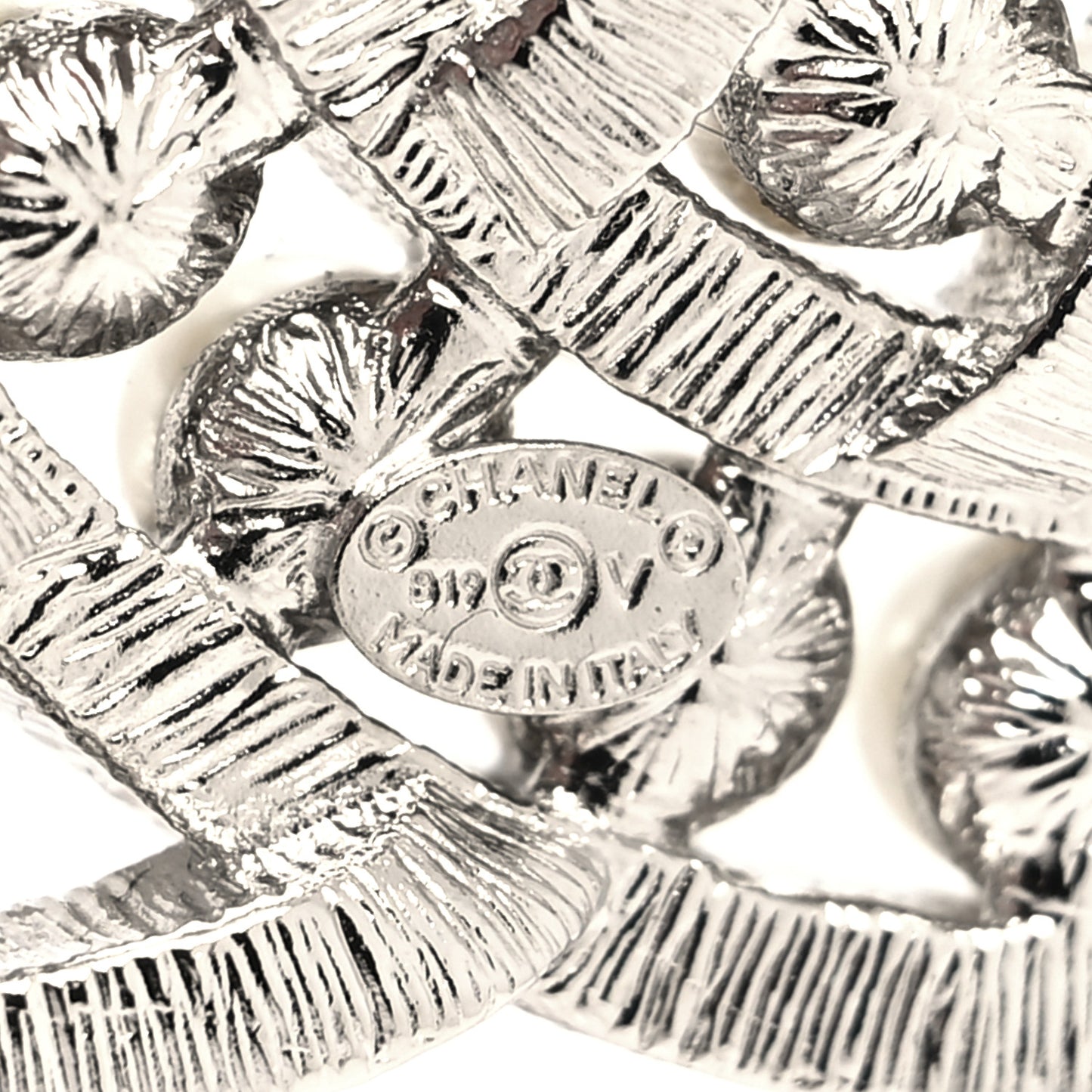 Pearl Crystal CC Brooch Silver