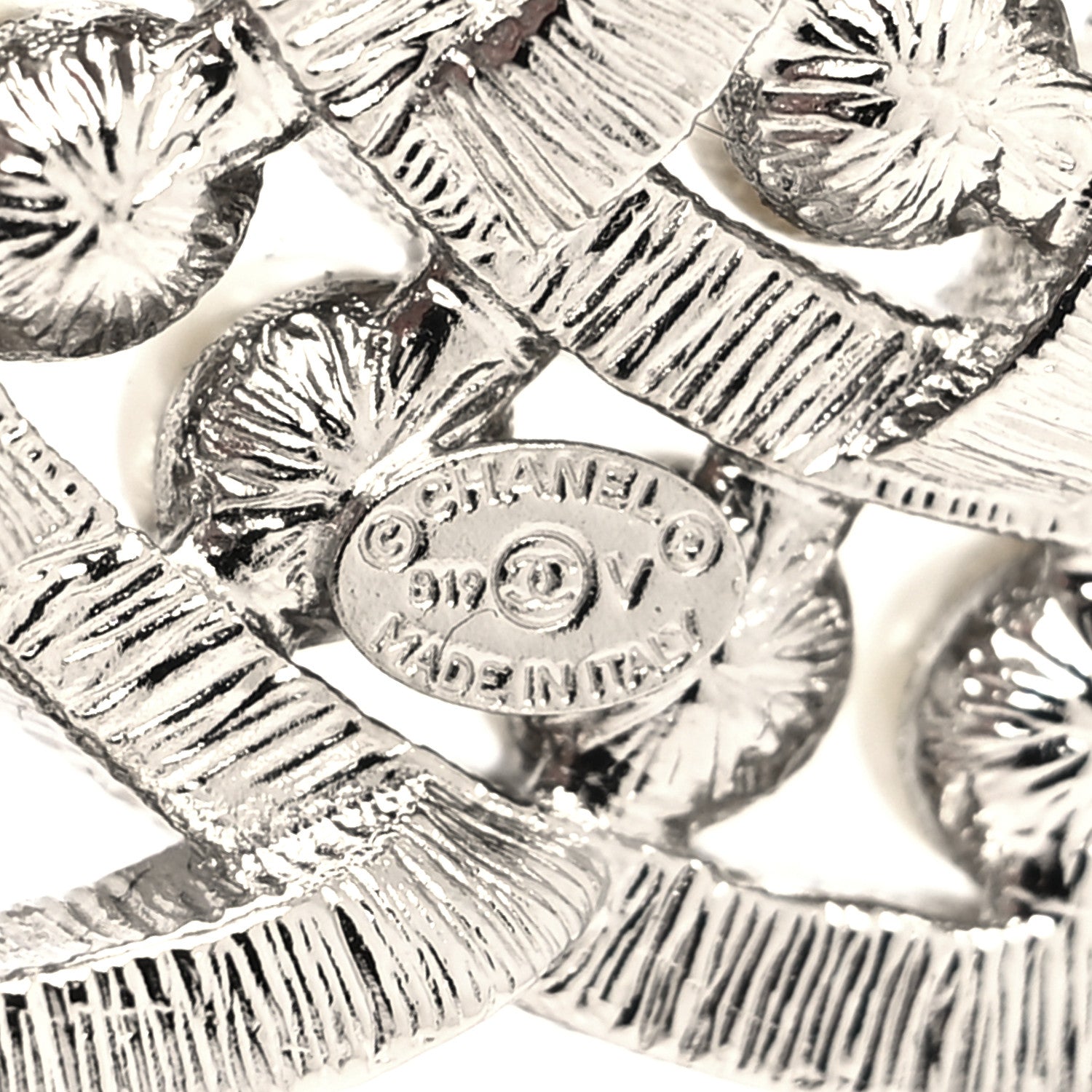 Chanel Pearl Crystal CC Brooch Silver 4 of 4