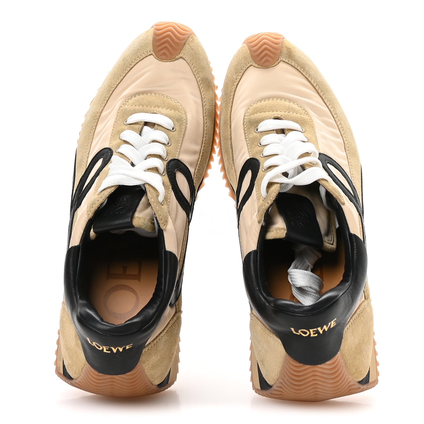 Nylon Suede Flow Runner Sneakers 40 Gold Black
