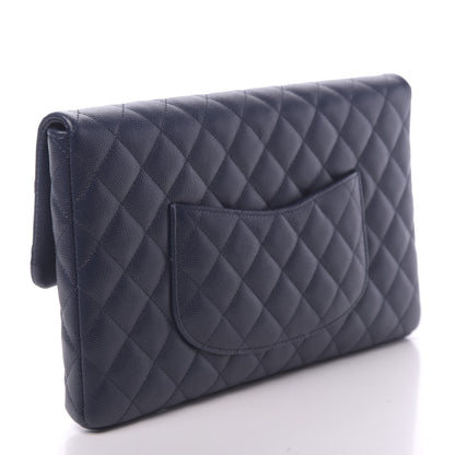Chanel Caviar Quilted Flap Clutch Navy Blue 3 of 11