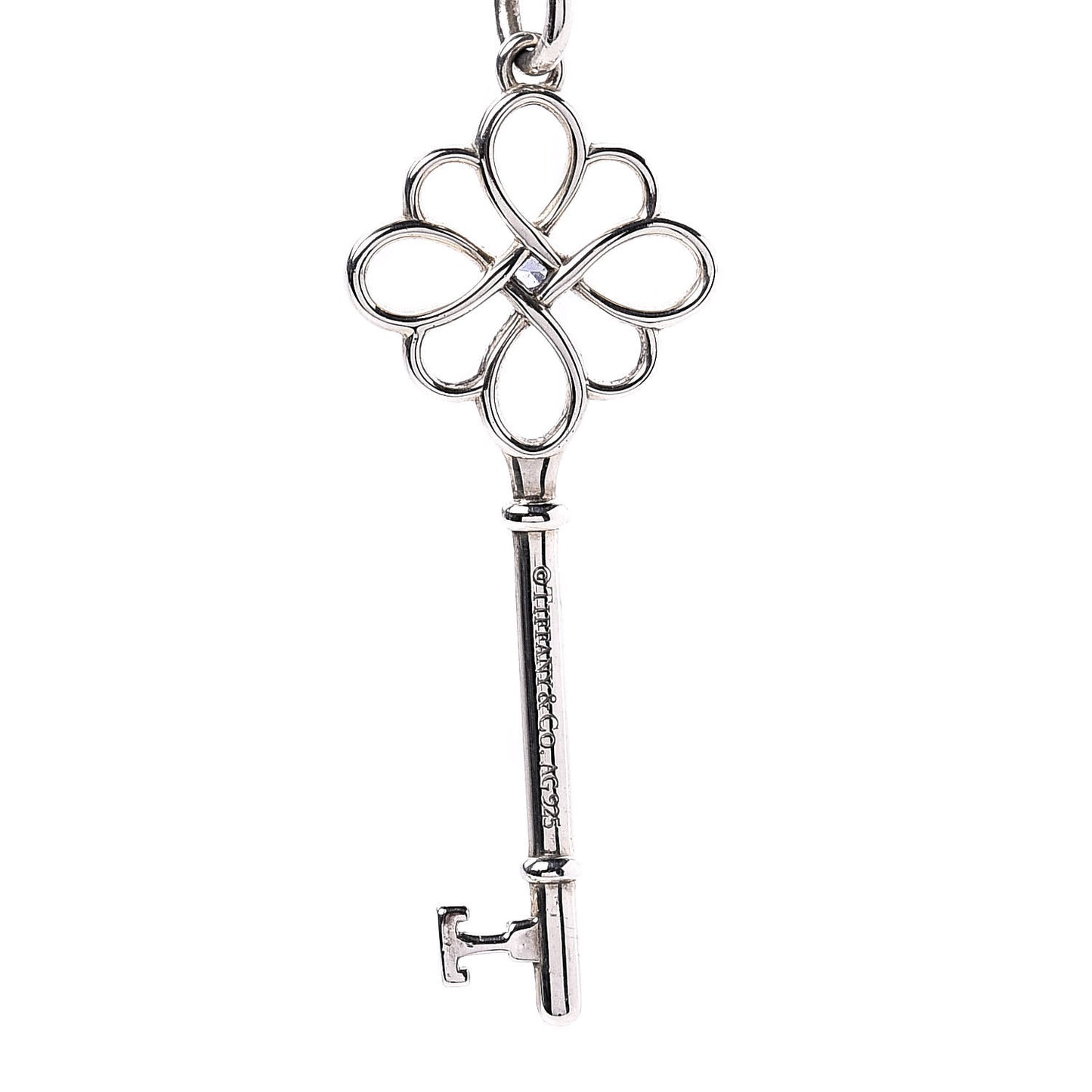 Sterling Silver Sapphire Knot Key Pendant Necklace