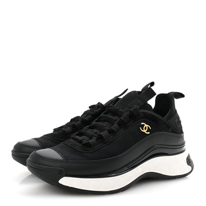 Chanel Velvet Calfskin Mixed Fibers CC Sneakers 38 Black 4 of 10