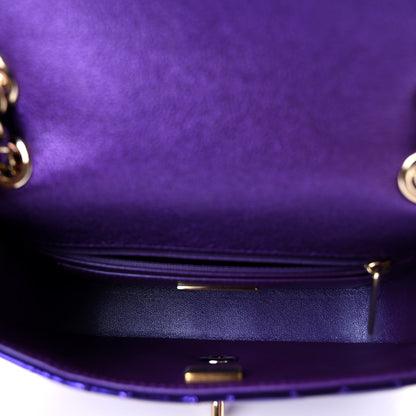 Chanel Mirror Calfskin Metallic Calfskin Quilted Hollywood Boulevard Mini Flap With Star Coin Purse Purple 6 of 11