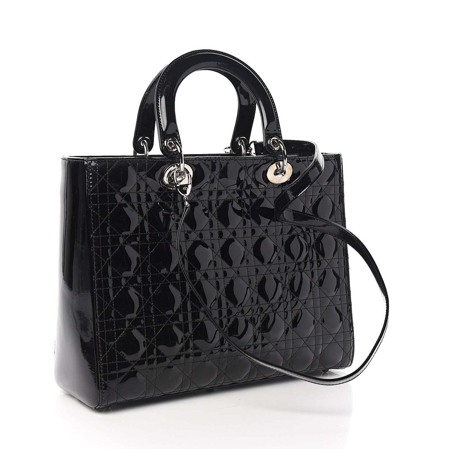 Patent Cannage Large Lady Dior Black